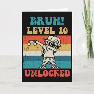 Cartão Nível Bruh 10 Desbloqueado Gamer Dab Retro 10º Ani