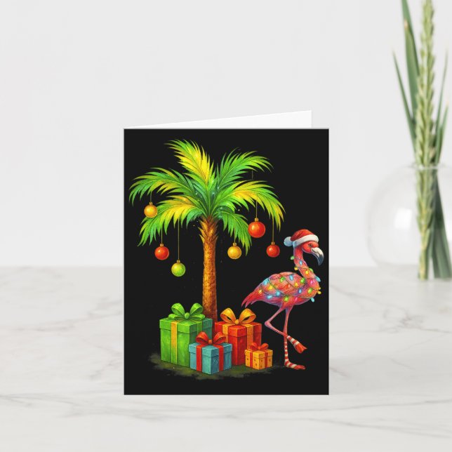 Cartão Nk Flamingo Christmas Palm Tree Trocal Xmas  (Frente)