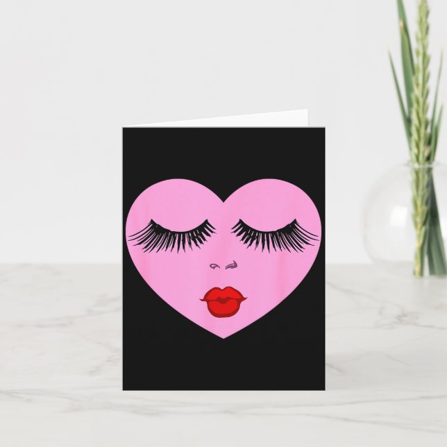 Cartão Nk Lady Heart With Eyelashes Valentines Day Kiss  (Frente)