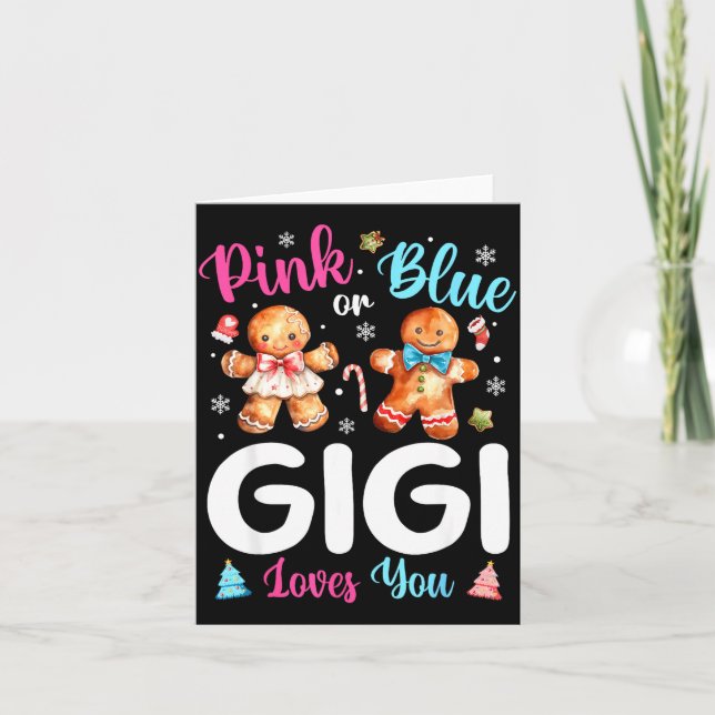 Cartão Nk Or Blue Gigi Loves You Gender Reveal Christmas  (Frente)