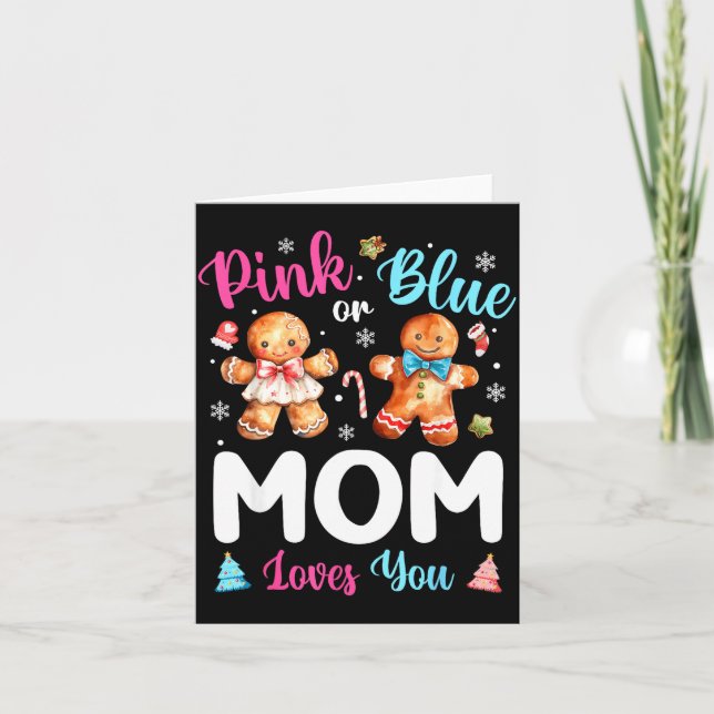 Cartão Nk Or Blue Mom Loves You Gender Reveal Christmas  (Frente)