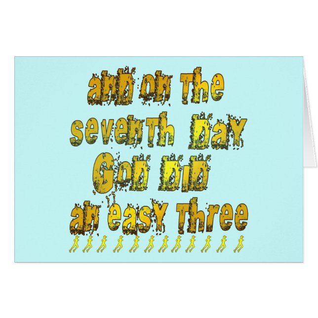 Cartão No 7o dia o deus fez três fáceis um humor Running (Frente Horizontal)