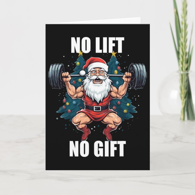 Cartão No Lift No Gift Santa Claus Christmas Gym Bodybuil (Frente)