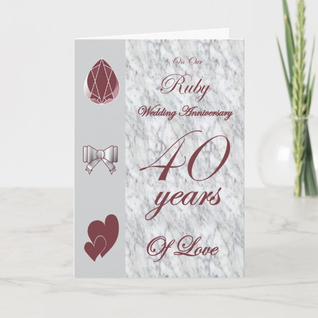 Cartão No Nosso Aniversário de Casamento Rubi (Frente)