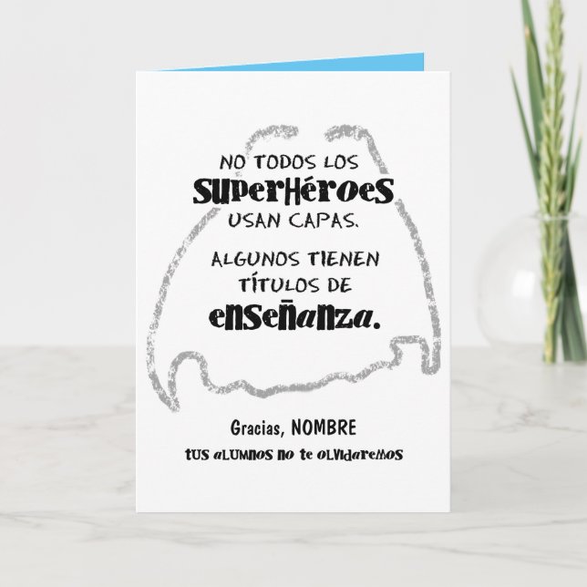 Cartão No todos los superhéroes usan capas. (Frente)