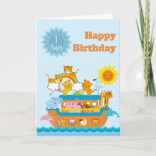 Cartão Noah's Ark Customizable Age Birthday