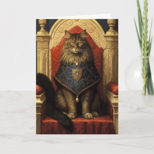 Cartão Noble Maine Coon Cat Throne Art Impressão