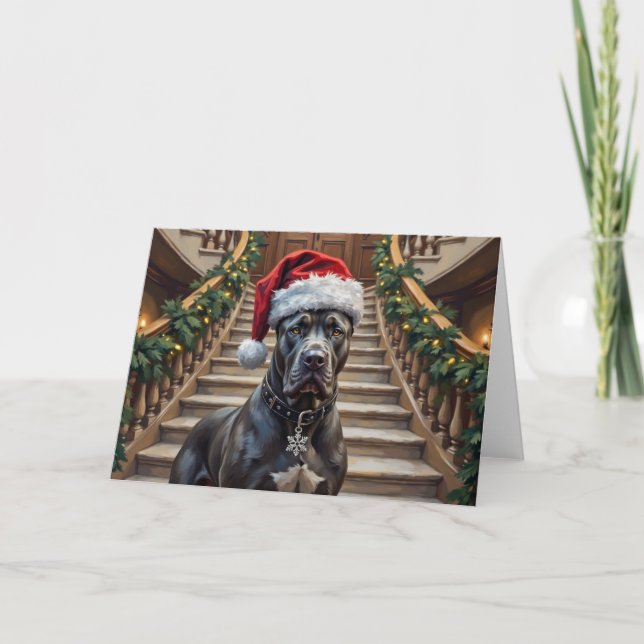 Cartão Nobre Cão Corso Guardião do Natal (Frente)