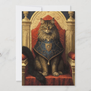 Cartão Nobre Estampa de Arte do Trono do Gato Maine Coon