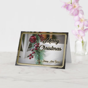Cartão Nobre Feliz Natal com decoração romântica