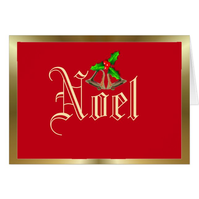 Cartão Noel Holly e bagas Vermelhas Natal (Frente Horizontal)