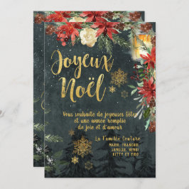 Cartão Noel Joyeux Francês para Caligrafia Dourada