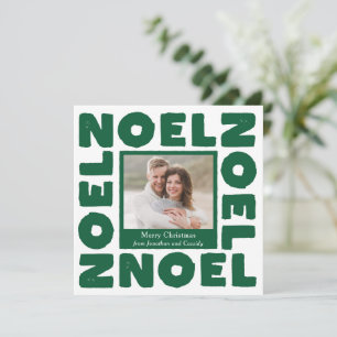 Cartão Noel Verde Tipografia Contemporânea Foto Feriado