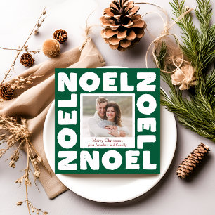 Cartão Noel Verde Tipografia Contemporânea Foto Feriado
