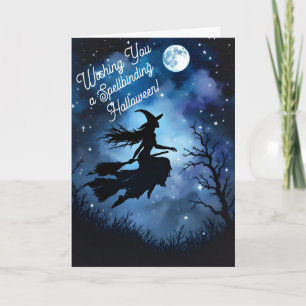Cartão Noite Artística Silhueta Halloween Bruxa