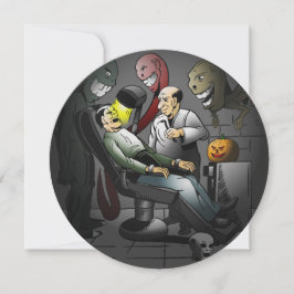 Cartão Noite assustadora de Halloween no dentista