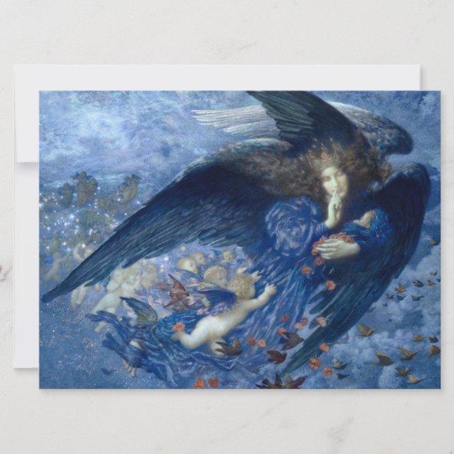 Cartão Noite com seu trem de estrelas (Angel com Cherubs) (Frente)