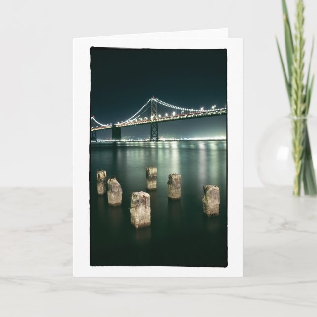 Cartão Noite da ponte da baía de Oakland @ (Frente)