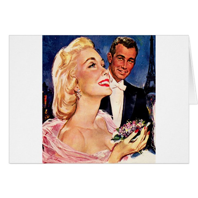 Cartão Noite de 1950 em Paris com Dolores e Bill (Frente Horizontal)