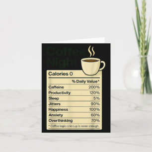 Cartão Noite de Amante de Café Fatos de Nutrição Divertid