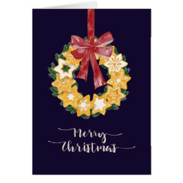 Cartão Noite de Cookie de Natal com fundo azul Marinho