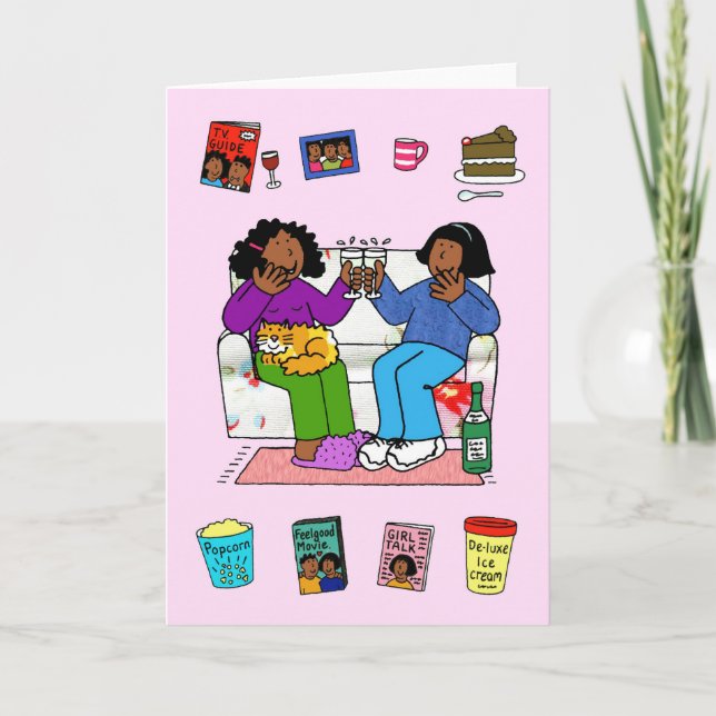 Cartão Noite De Diversão De Aniversário De Namoradas Afri (Frente)