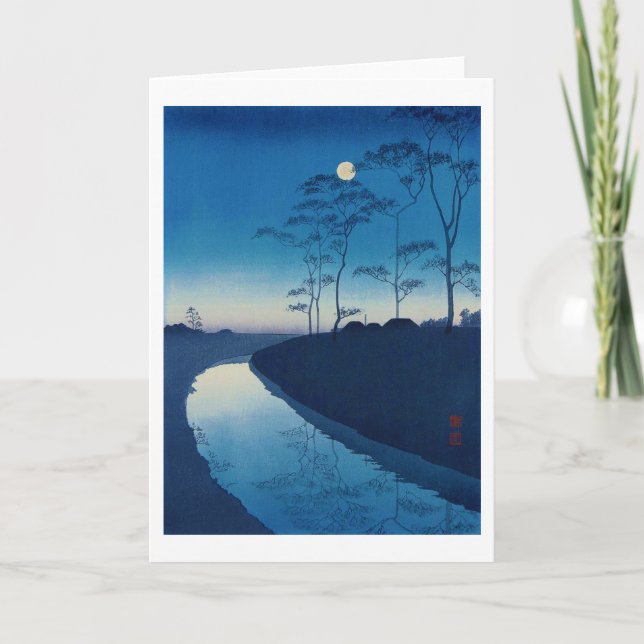 Cartão Noite de Lua Cheia, Koho Shoda, Woodcut (Frente)