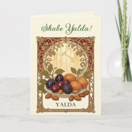Cartão Noite de Yalda Frutas Secas e Nozes Arte
