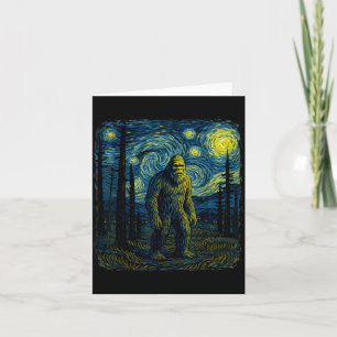 Cartão Noite Estrelada de Bigfoot Van Gogh Engraçado Home