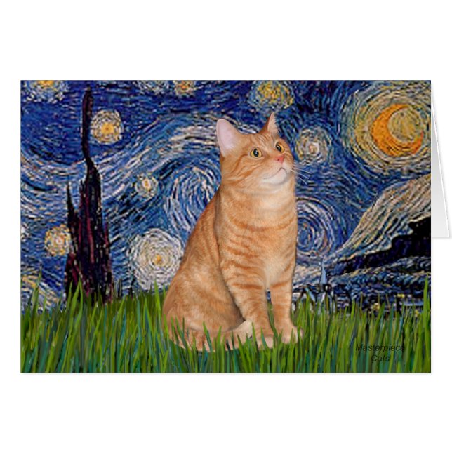 Cartão Noite Estrelada - Gato Laranja 46 (Frente Horizontal)