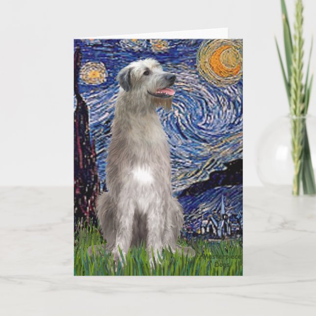 Cartão Noite Estrelada - Irish Wolfhound (Frente)