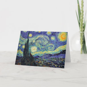 Cartão Noite Estrelada Pintura Azul Amarela por van Gogh