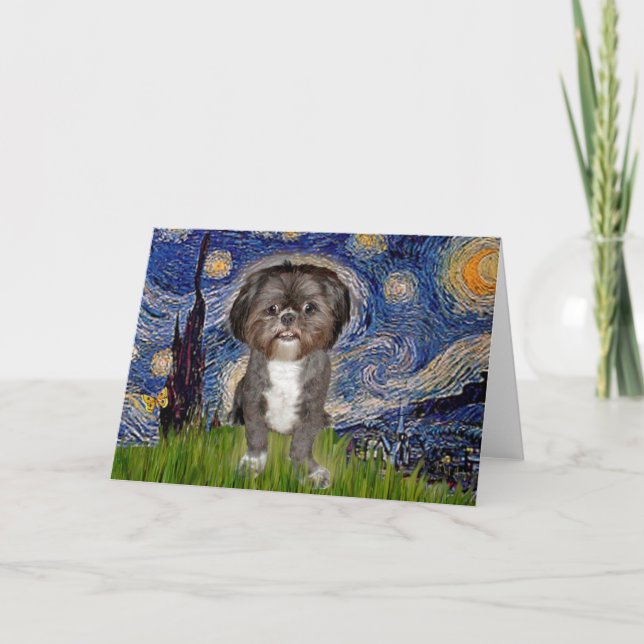 Cartão Noite Estrelada - Shih Tzu (M) (Frente)
