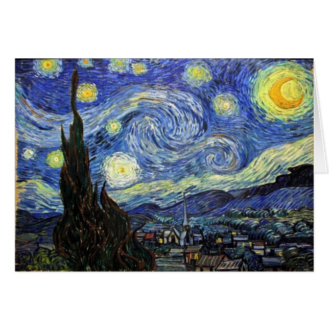 Cartão Noite estrelado por Vincent van Gogh 1889 (Frente Horizontal)