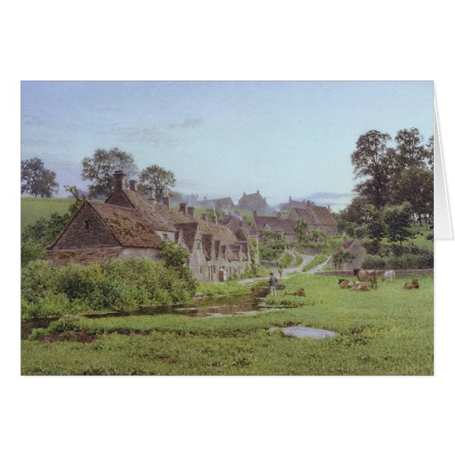 Cartão Noite na fileira de Arlington, Bibury, (Frente Horizontal)