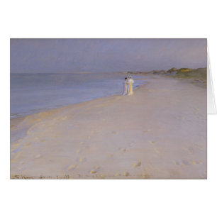 Cartão Noite na praia sul, Skagen do verão, 1893