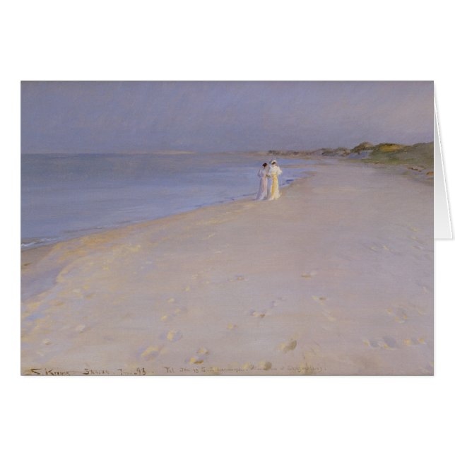 Cartão Noite na praia sul, Skagen do verão, 1893 (Frente Horizontal)