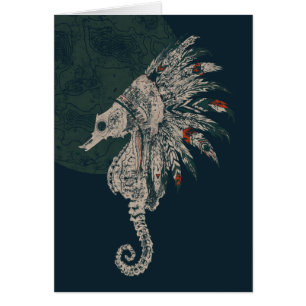 Cartão noite nativa do cavalo marinho