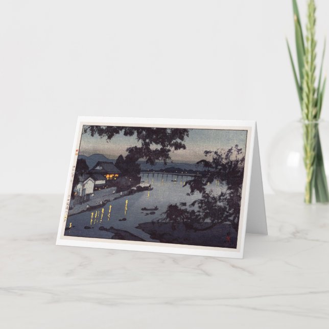 Cartão Noite no rio Chikugo, Hiroshi Yoshida (Frente)