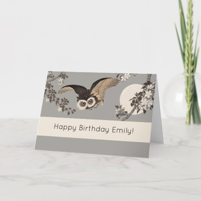 Cartão Noite Voadora de Coruja Noite de Lua (Frente)