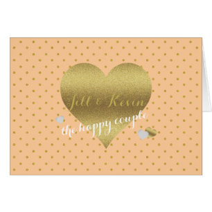 Cartão Noiva & Co Peach & Dourado Heart Party Note