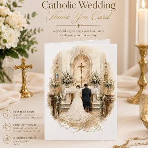 Cartão Noiva & Noivo Ajoelhados no Altar Casamento