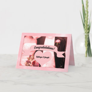 Cartão Noiva rosa e Parabéns de Casamento de Groom