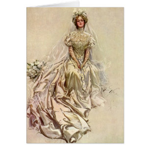 Cartão Noiva Vitoriana Vintage, Retrato Nupcial Antigo