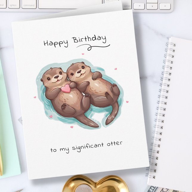 Cartão Noivado Bonito e Significativo de Porcos do Mar Ex (Cute Significant Otter Sea Animal Punny Birthday Card)
