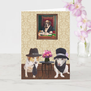 Cartão Noivado Engraçado do Cachorro do Casal Divertido