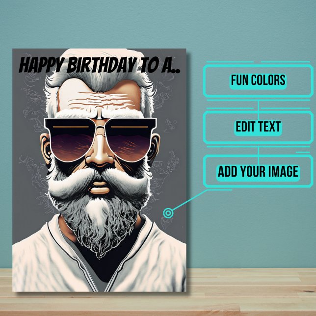 Cartão Noivado engraçado do cara barbudo com óculos escur (This funny card is specifically for the friend in your life with the awesome beard. )