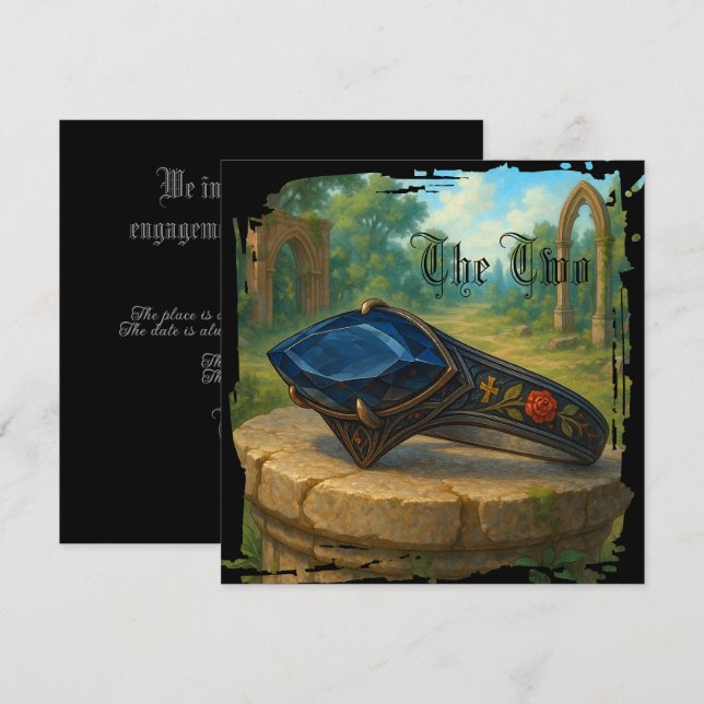 Cartão Noivado gótico (Frente/Verso)