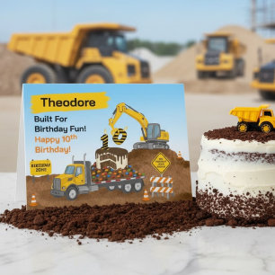 Cartão Nome Aniversário de 10 anos no canteiro de obras