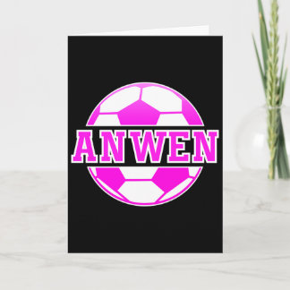 Cartão Nome Anwen Meninas Futebol Jogue Futebol Fã de Esp